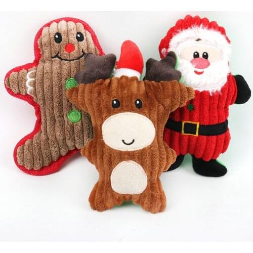 Pet Dog Christmas Chew Toys Squeaky Plush Toys For Medium And Large Dogs Christmas Series Molar Bite Cute Cartoon Play Toy
