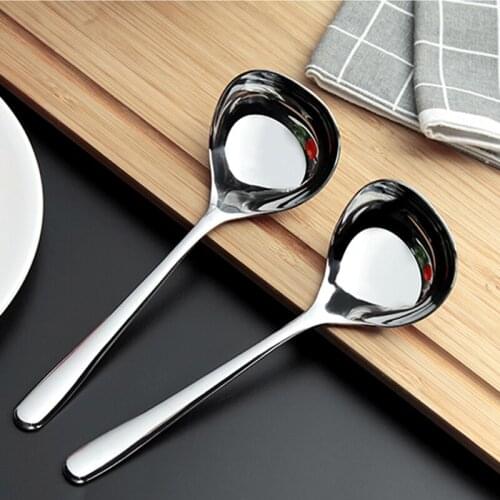 050 Kitchen Tableware Silver Stainless Steel Spoon Dinner Soup Spoon Ladle Dessert Ice Cream Table Spoon 17*5.5cm