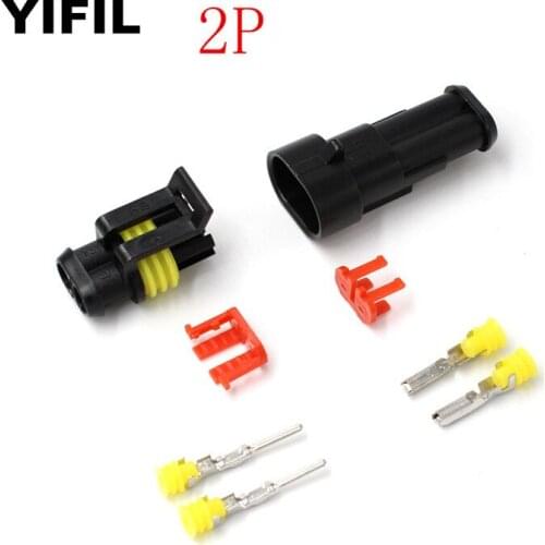 10sets/lot 2 Pin/Way AMP Superseal Sealed HID Waterproof Electrical Wire Auto Connector Plug Socket Housing 282104-1 282080-1