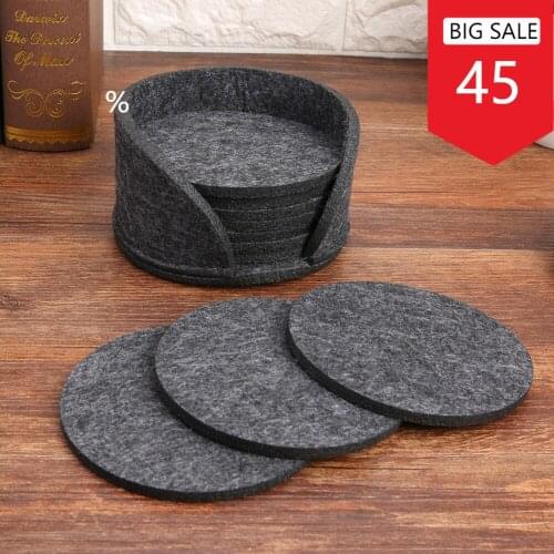 10pcs Round Felt Coaster Dining Table Protector Pad Heat Resistant Cup Mat Coffee Tea Hot Drink Mug Placemat Kitchen Accessories