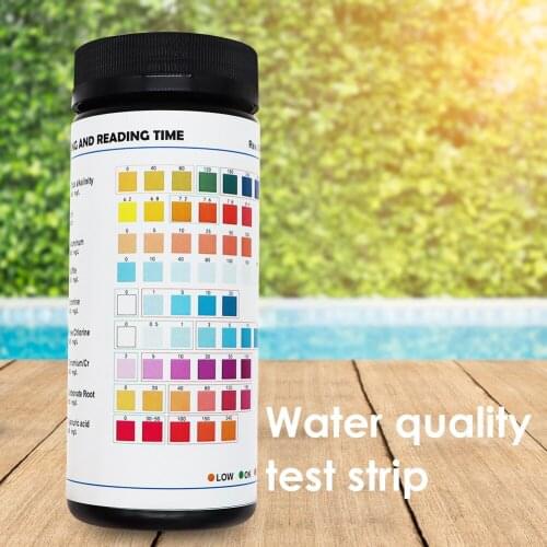 50PCS Aquarium Pond Pool PET Drinking Water Test Strips PH Value Tester Swimming Pool Water Test PH Cyanuric Bromine Test Tools