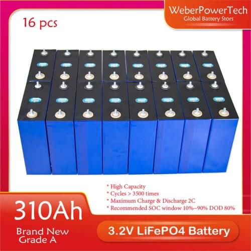 3.2V 310Ah Lifepo4 Battery Grade A 48V 310 Ah Rechargeable Battery Pack for Electric Car DIY 12V 24V Solar Energy Storage System