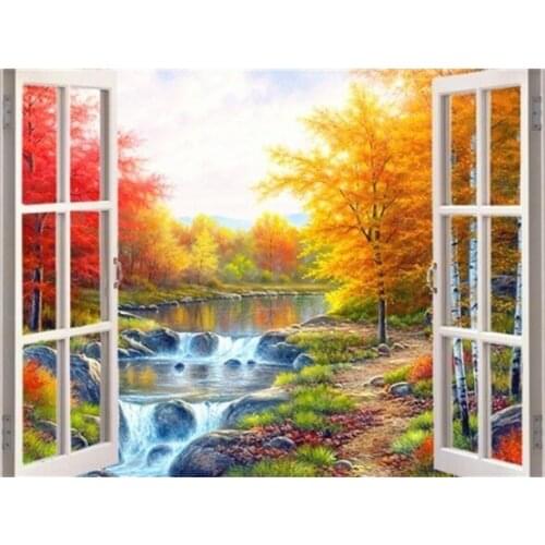 ARMYQZ5D Diy round square diamond painting autumn landscape diamond embroidery home decoration modern home decoration crystal em