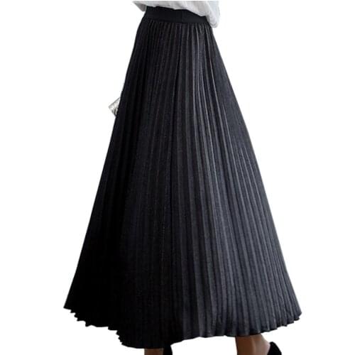 PLUS SIZE 5XL!sequined pleated skirt women spring autumn hihg waist a-line mesh long skirt