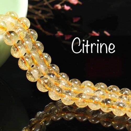 Natural Citrine 6-14mm round Gemstone beads for 925 sterling silver Jewelry Making Necklace Bracelet 15inch ICNWAY
