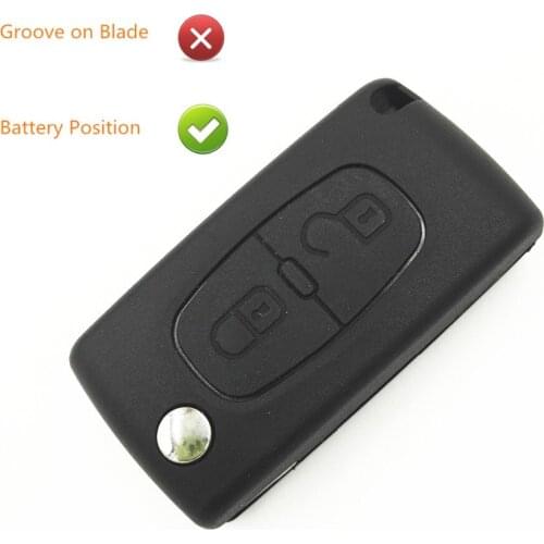 Car Cover 2 Buttons Flip Folding Key Case Blank Shell With Battery Place Inside No Groove On Blade For Peugeot Key 307 407 207