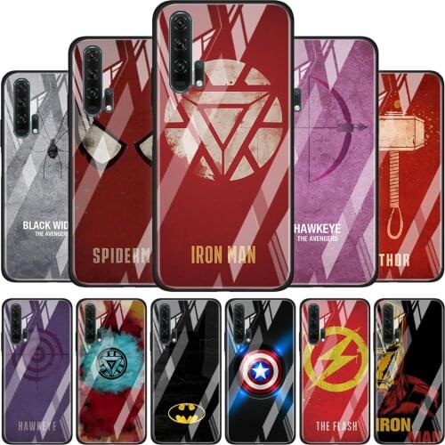 Marvel Superhero Logo Tempered Glass Cover For Honor 30 20 10 9X 8X Lite Pro Plus Phone Case Coque Shell