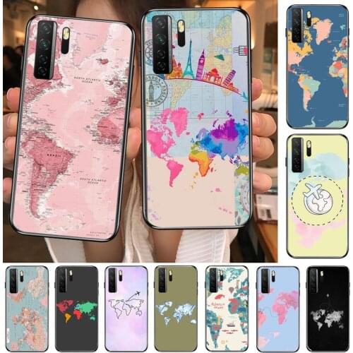 World Map travel Black Soft Cover The Pooh For Huawei Nova 8 7 6 SE 5T 7i 5i 5Z 5 4 4E 3 3i 3E 2i Pro Phone Case cases