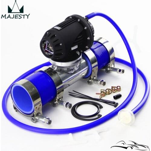 Black Aluminum Billet Anodized Type-4 SQV Blow Off Valve BOV +2.25" Flange Pipe +silicone +clamps +4mm vaccum hose blue