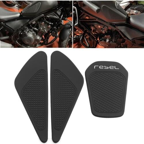 Black Motorcycle Tank Pad Sticker For Honda CM300 CM500 CMX500Oil Tank Protector CM500 Anti Slip Tank Grip Decals Rubber