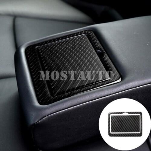 For Infiniti Q50 Carbon Fiber Rear Seat Water Cup Holder Cover Trim 2013-2020 2pcs Car Accessories Interior