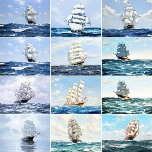 Evershine 5D DIY Diamond Painting Ship Cross Stitch Diamond Embroidery Landscape Full Square Round Rhinestone Picture Home Decor