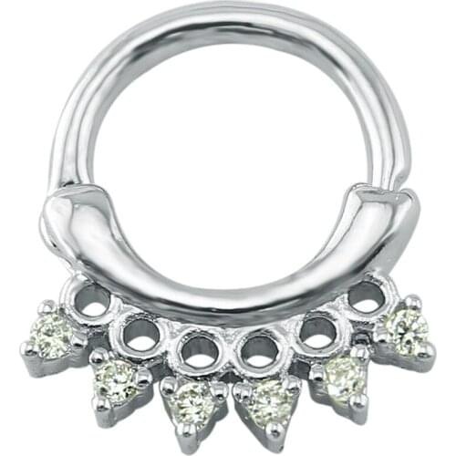 Indian Fashion Septum Jewelry Clear Zircon Nose Lip Ring Retro Nose Ring Noble Style Stainless Steel Septum Clicker For Women