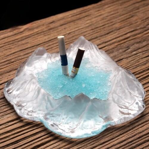 Creative Crystal Glass Iceberg Ashtray Household Large-capacity Trend Car Ashtray Birthday Gift Living Room Office Decoration