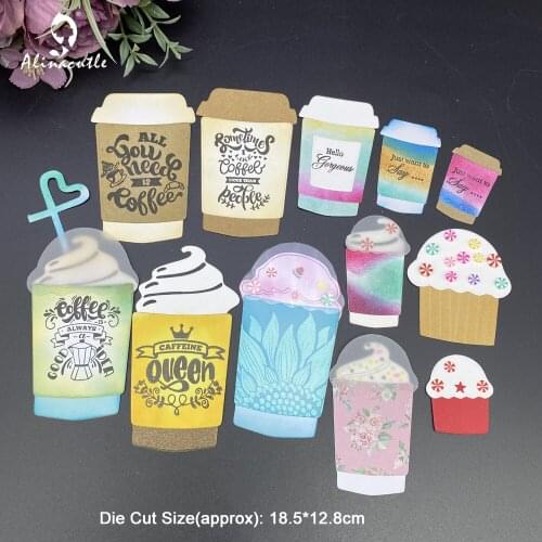 Alinacutle Metal Cutting Dies Cut Mixed Size Coffee Cup Scrapbooking Paper Craft Handmade Album Card Punch Art Cutter