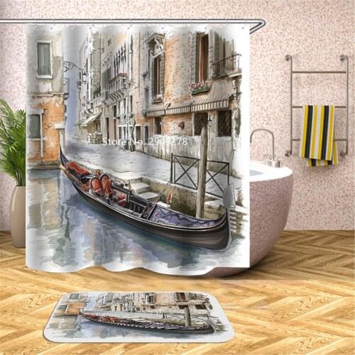Cute Animals Beautiful Scenery Pattern Waterproof and Mildew Proof with Hook Shower Curtain Bathroom Decoration Color Printed