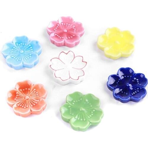 Multicolor Ceramic Cherry Blossom Chopstick Holder Bookshelf Pen Holder Jingdezhen Crafts Foam Packaging Shatterproof