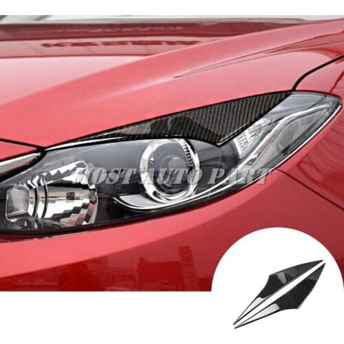 Carbon Fiber Headlight Eye Lid Eyebrow Trim Cover For Mazda 3 Mazda3 2014-2019 Car accesories interior Car decoration