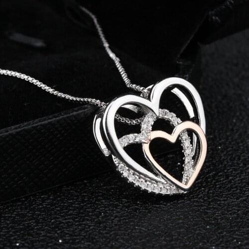 2020 NEW Plated Pendant Necklace With Three Hearts for women or lover Wedding Engagement Birthday gift for ladys