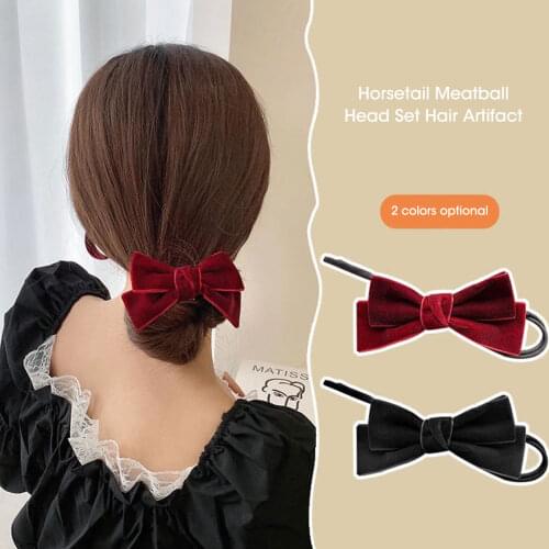 New Velvet Bow Magic Hair Buns Donut Hair Maker Clip Hair Curler Fashion Women Girls DIY Hairstyle Headbands Tools Accessory