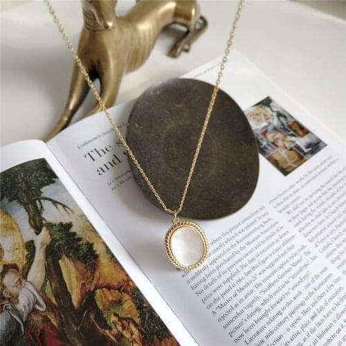 925 Sterling Silver Shell Oval Pendant Necklace Gold Fashion Elegant Choker Necklace For Women New Festival Jewelry Mother Gift