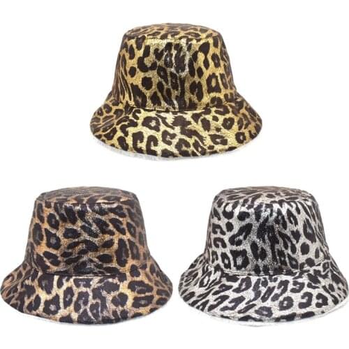 L5YA Sunday Angora Yarns Made Bucket Hat with Leopard Pattern Covered Fisherman