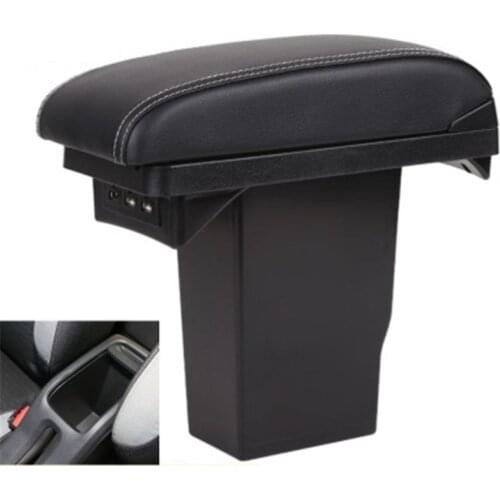 For Peugeot 2008 Armrest Box +3USB Black Leather Center New Storage Box Modification 2012 2013 2014 2015 2016 2017 2018 2019