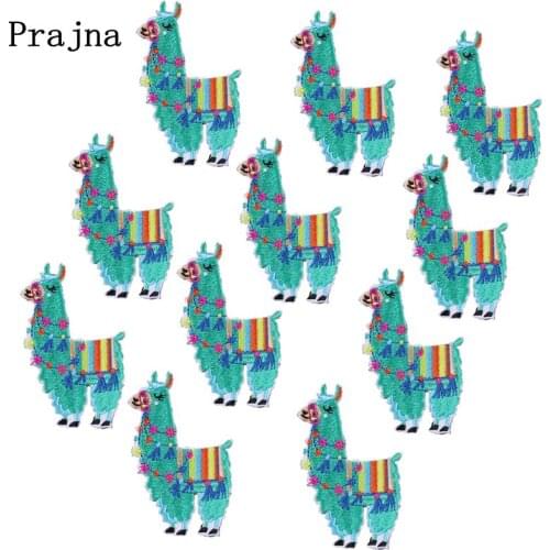 Prajna 10PCS Cheap Color Alpaca Parches Embroidery Iron On Patches For Kids Jacket Ornament Patch Clothing DIY Stickers Applique