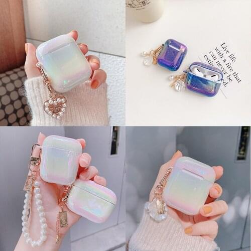 Luxury Rainbow Drop Water Earphone Case For Airpods 2 1 Case Silicone Cute Hard Bluetooth Wireless Protective Cover For Airpods