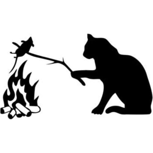 Cat Eat Mouse Funny Decal Vinyl Car Stickers Animal Accessories Black Silver AL505