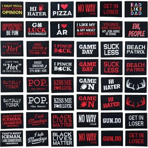 White Red Texe DIY Cloth Badges Mend Decorate Patch Jeans Bag Hat Clothes Apparel Sewing Decoration Applique Patches