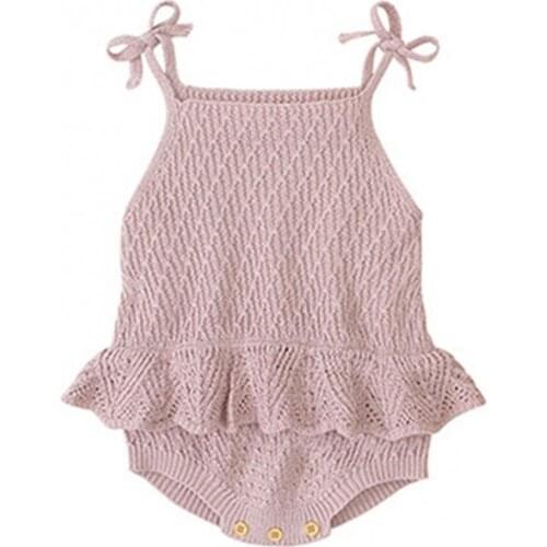 Spring Fall Cotton Ruffle Sling Baby Girls Sleeveless Overall Jumpsuit Romper