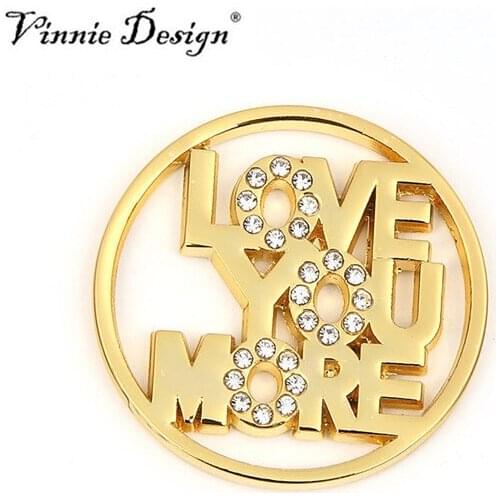Vinnie Design Jewelry My Coin 33mm LOVE YOU MORE Letter Coin Disc Fit 35MM Pendant Locket 5pcs/lot
