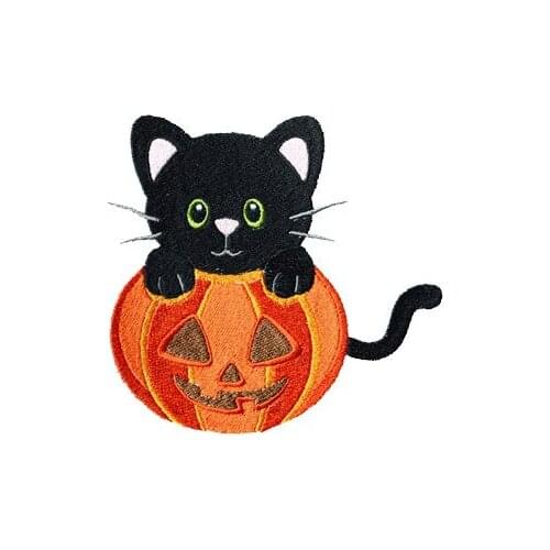 Embroidery Halloween Pumpkin Badge Made by Twill with Heat Cut Broder and Iron On Backing Accept Custom and MOQ50 free shipping