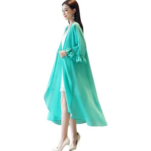 2020 Fashion Summer Chiffon Shirt Blouse Women Kimono Butterfly Sleeve Tops Causal Loose Maxi Chiffon Cardigan Beach Boho Shirt
