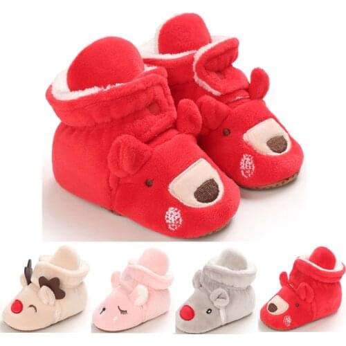 Winter Baby Girls Boys Keep Warm Shoes Muply Christmas Elk First Walkers Anti-slip Newborn Toddler Infant Girl Footwear Shoes