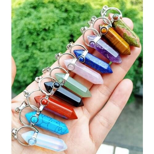 10pcs Amethyst Vary stone Hexagon Pendants Chakra Reiki Healing Amulet Wholesale