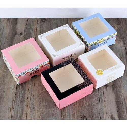 10pcs Net red square creative packaging paper boxes wedding birthday party favors gift box DIY baking package cake dessert box