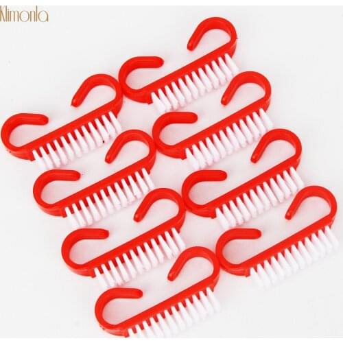 100pcs/lot Red Nail Cleaning Brush Nail Art Manicure Pedicure Tools Soft Nail Care Dust Clean Handle Scrubbing Brush File Makeup