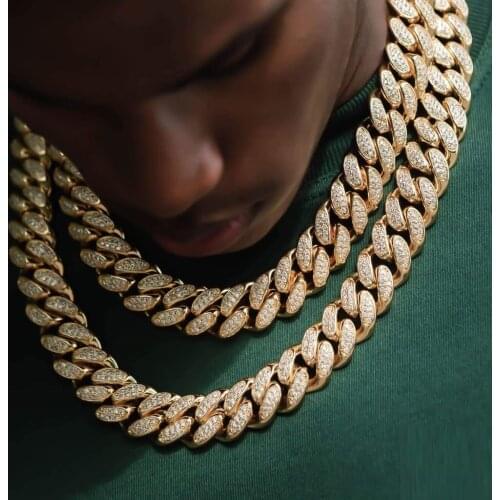 18MM Big heavy Miami cuban link chain necklace gold color micro pave 5A cz hip hop chains iced out bling jewelry