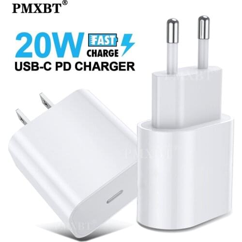 20W USB-C Power Adapter For iphone 12 Pro Max 12mini Type C Fast Charger for Apple Cable For iPhone 8 Plus X XR 11 XS Quick