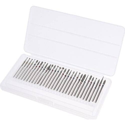 30Pieces Diamond & Tungsten Steel Carbide Nail Drill Bits for Engraving,Trimming,Punching,Piercing,Precision Grinding
