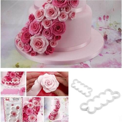 3D Cake Rose Petal Flower Cutter Mold Fondant Icing Decorating Mould Sugarcraft