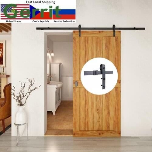 4.9FT/6FT/6.6FT/8FT Carbon steel rustic interior sliding wood barn door hardware