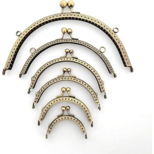 5PCS Purse Frames Bronze Purse Wallet Metal Frame Kiss Clasp DIY Bag Handles Accessories Sewing Handbag Handle Craft Supplies