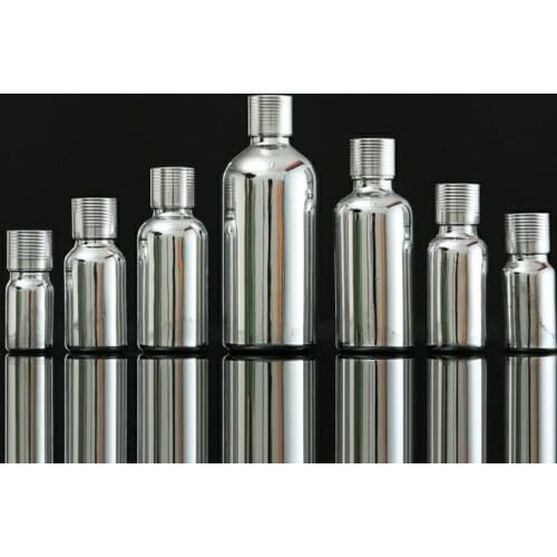 50pcs 5ml-50ml Electroplated silver sealing cover / essential oil bottle perfume lotion cosmetic packaging glass empty bottle