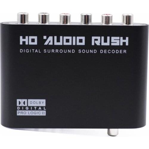 AC3 DTS stereo(R/L) to 5.1 Channel Digital Audio Sound Decoder Optical SPDIF Coaxial Digital to Analog 6 RCA Converter for DVD