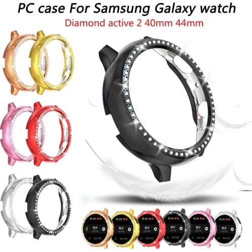 Diamond PC Watch Case for Samsung Galaxy watch active 2 44mm Active 2 40mm electroplated Protective Case Frame watch Accessories