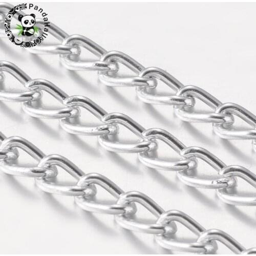 Aluminum Twisted Chains Curb Chains, Oxidated in Silver Color, Link: 4x5.2mm