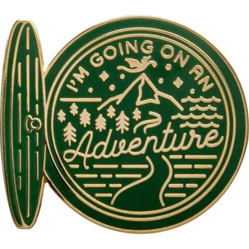 I'm going on an Adventure pin badge adventure green round brooch